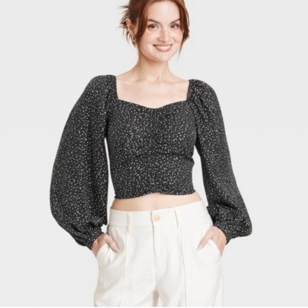 A New Day Balloon Sleeve crop shirt Size XS